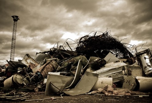 Professional waste clearance team removing debris from a building site
